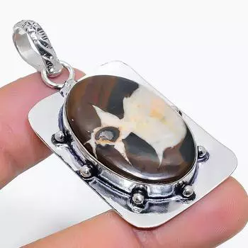 Ископаемый драгоценный камень из природного глиняного трещины, серебряный кулон 925 пробы, 2,17 дюйма, p3W65