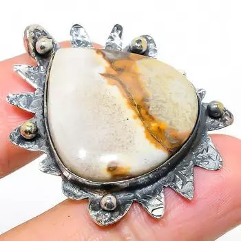 Ископаемый драгоценный камень из стерлингового серебра 925 пробы с натуральными трещинами грязи, подарочная подвеска 1,65 дюйма p9k81