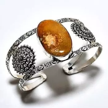 Ископаемый коралловый драгоценный камень 925 посеребренный ювелирный браслет ручной работы