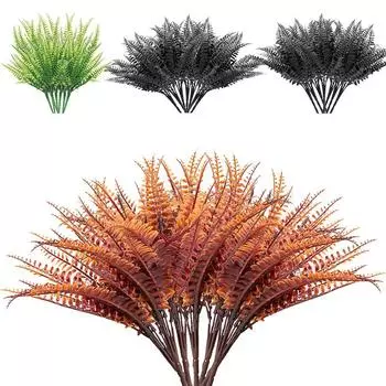 Искусственная 7-вилочная пластиковая персидская трава осеннего цвета, искусственная трава, черные растения, персидские папоротники, украшение из искусственных цветов