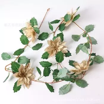 Искусственная элегантная гирлянда из пуансеттии ручной работы для роскошных праздничных торжеств