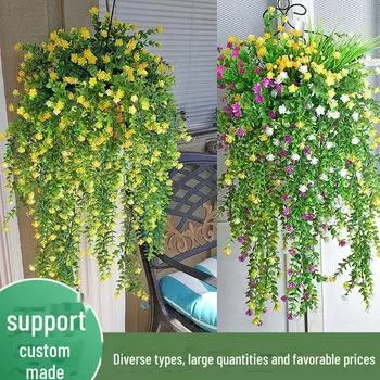 Искусственная эвкалиптовая камелия с розой в виде денежного листа, настенное украшение для свадьбы для домашнего садоводства Length 78cm темно-фиолетовый