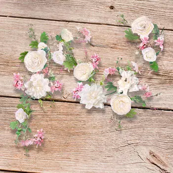 Искусственная цветочная гирлянда, декор в стиле бохо, висящая лоза розы с зелеными листьями для свадебной вечеринки в саду Pink Red