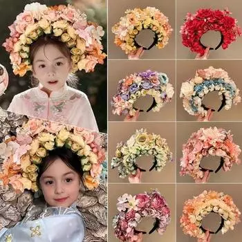 Искусственная цветочная повязка на голову, противоскользящая, легкая, в китайском стиле, искусственная шелковая повязка на голову с цветком, женская, для девочек, аксессуары для волос, головной убор, реквизит для фотосъемки