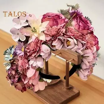 Искусственная цветочная повязка на голову, противоскользящая, легкая, в китайском стиле, искусственная шелковая повязка на голову с цветком, женская, для девочек, аксессуары для волос, головной убор, реквизит для фотосъемки розовый