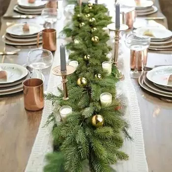 Искусственная гирлянда из сосновых иголок 78,74 дюйма, реалистичные поддельные сосновые листья, ветки, рождественская имитация зелени