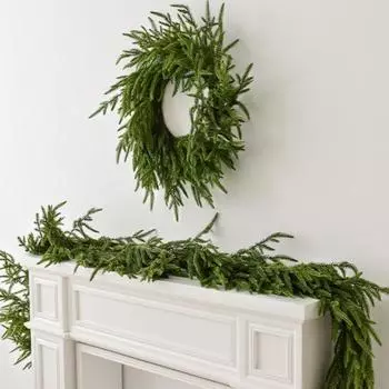 Искусственная гирлянда из сосновых иголок, ручная работа, реалистичная гирлянда из зелени, сезонная подвесная гирлянда из искусственных сосновых веток для рождественского декора