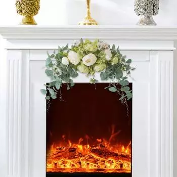 Искусственная гирлянда, привлекательный яркий цветок из искусственного шелка, хороший искусственный венок с цветком розы для дома белый