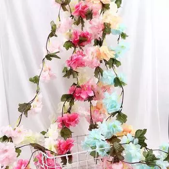 Искусственная гирлянда «сделай сам» Сакура Свадебные принадлежности для вечеринок Арка Макет Украшения Украшения для дома Цветочные лозы Цветы вишни светло-розовый