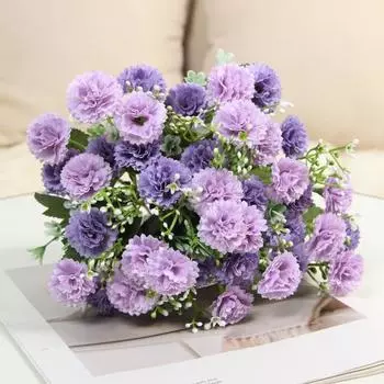 Искусственная гвоздика 20 головок Реалистичные искусственные шелковые цветы Свадебная вечеринка Домашний офисный стол шампанского