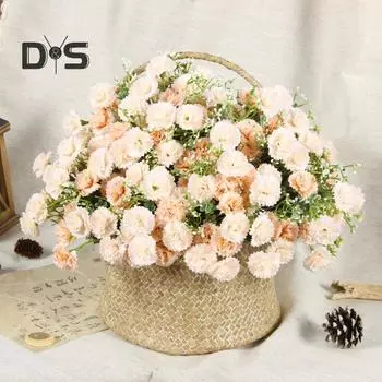 Искусственная гвоздика 20 головок, реалистичные искусственные шелковые цветы, свадебная вечеринка, домашний офис, центральный элемент стола, искусственные цветочные растения, украшение ветки шампанского