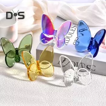 Искусственная хрустальная бабочка, украшение для домашнего стола, цветная статуэтка бабочки, коллекционная 3D-статуэтка летящей бабочки, подарок для любителя бабочек синий