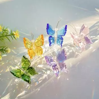 Искусственная хрустальная бабочка, украшение для рабочего стола, сверкающая бабочка на шаре, коллекционная призматическая бабочка белый