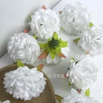 Искусственная имитация головы хризантемы Melaleuca, имитация цветка, свадебное украшение, хризантема, цветок бархатцев, искусственные цветы, аксессуары белый