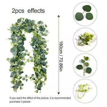 Искусственная имитация лозы, зеленое растение эвкалипта, лиана из листьев эвкалипта, украшение дома искусственными цветами