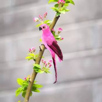 Искусственная имитация пены птица попугай перо садовая птица реквизит декор (Красная роза)