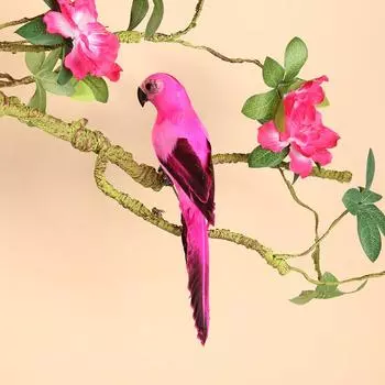 Искусственная имитация пены птица попугай перо садовая птица реквизит декор (красный)