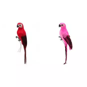 Искусственная имитация пены птица попугай перо садовая птица реквизит декор (красный)