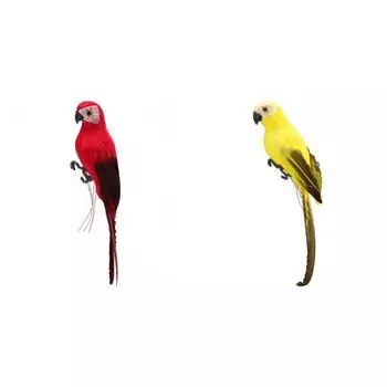 Искусственная имитация пены птица попугай перо садовая птица реквизит декор (красный)