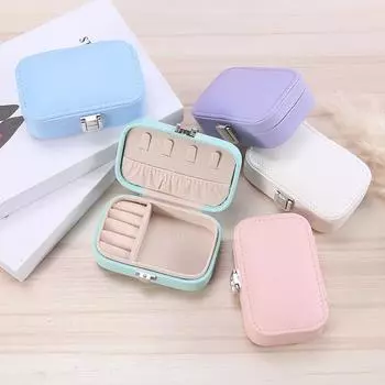 Искусственная кожа, новая шкатулка для драгоценностей Macaron, кольцо, серьги, ожерелье, органайзер, двухслойный светло-зеленый