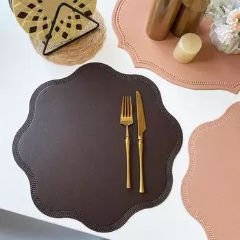 Искусственная кожа салфетки термоизоляционные салфетки термостойкие коврики для стола легко чистящиеся цветочные декоративные подставки для столовой кухни оранжевый