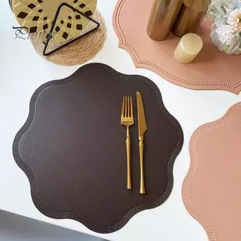 Искусственная кожа салфетки термоизоляционные салфетки термостойкие коврики для стола легко чистящиеся цветочные декоративные подставки для столовой кухни розовый