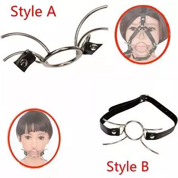 Искусственная кожа, стальное уплотнительное кольцо, паук, кольцо с открытым ртом, кляп, удерживающий ремень для головы с крючком для носа, SM, ограничения для бондажа, кляп, секс-игры Mouth Gag