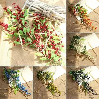 Искусственная красная птица, ягодный спрей, стебель из искусственных ягод, осенний домашний декор, 57 см, Великобритания оранжевый