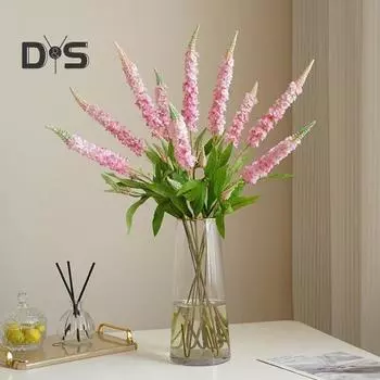 Искусственная лаванда с одним стеблем, легкий уход, не выцветающая цветочная композиция из искусственного шелка, цветок для домашнего свадебного украшения розовый