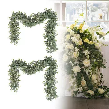 Искусственная лиана Зеленая гирлянда 1.8м подвесные растения эвкалипт для дома