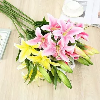 Искусственная лилия, гортензия, роза, 1 шт., 36 см, прочная искусственная кожа White