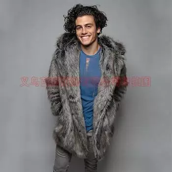 Искусственная лисья шуба зимняя одежда длинный тренчкот норковая куртка новое пятно доминирующая мужская одежда S