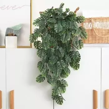 Искусственная лоза Изысканная Добавьте Атмосферы Пластиковая Монстера Форма Реалистичная Настенная Ротанг для