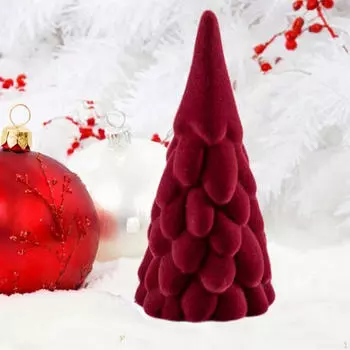 Искусственная новогодняя елка из , Красная, Флокированная, для использования в помещении, Настольная Layered 7.5x15.5cm