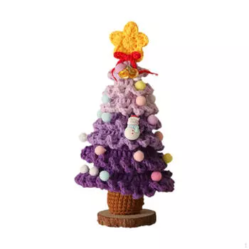 Искусственная новогодняя елка крючком, фиолетовое ремесло, маленькое рождественское мини-украшение для офисной кухни