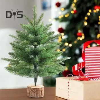 Искусственная новогодняя елка Мини Реалистичная сосна с деревянной основой Украшение праздничного стола для дома и офиса в помещении и на открытом воздухе Christmas Tree