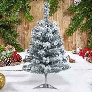 Искусственная новогодняя елка, настольная мини-фигурка из снежного флока, реалистичная сосна с основанием для домашнего офиса, декор A