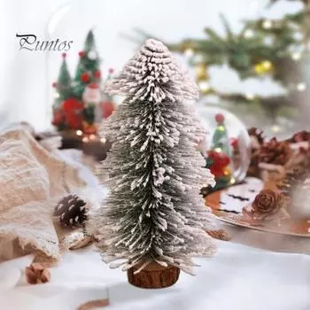 Искусственная новогодняя елка, покрытая снегом, фигурка сосны, светодиодная подсветка, кедровые украшения, праздничный декор для стола, декор для домашней вечеринки 20 cm