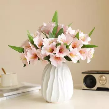 Искусственная одиночная ветка из 6 шелковых трубчатых цветов, креативное украшение для дома, модель для комнаты, цветочная композиция, орнамент, шелковый цветок, искусственный цветок