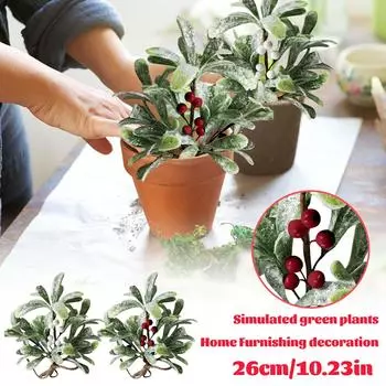 Искусственная омела Искусственные зеленые растения Украшение дома One Size красный