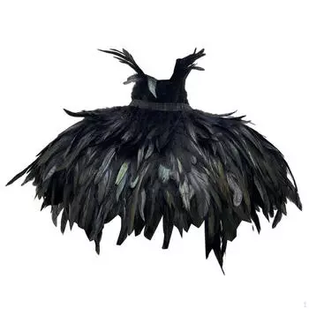 Искусственная перьевая накидка шаль фото реквизит прочный искусственный для косплея карнавал плечо чёрный