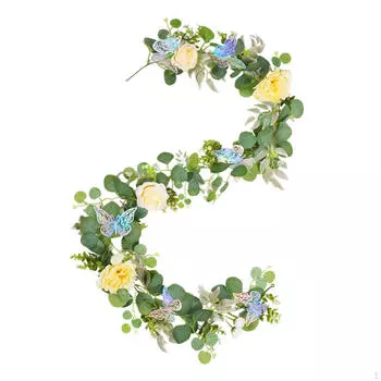 Искусственная пионная гирлянда, цветочная композиция из лозы, имитация зелени для стола жёлтый