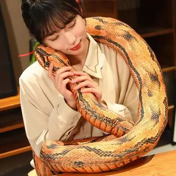 Искусственная плюшевая игрушка питон длинная змея желтый оранжевый зеленый плюшевая игрушка питон украсит дом праздничные украшения A3