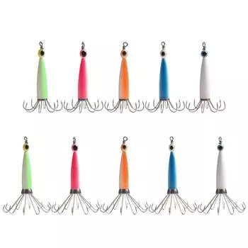 Искусственная приманка, светодиодные светящиеся приманки для кальмаров, рыболовные приманки, крючки, аксессуары для рыболовных снастей 10 Claws Luminous Green