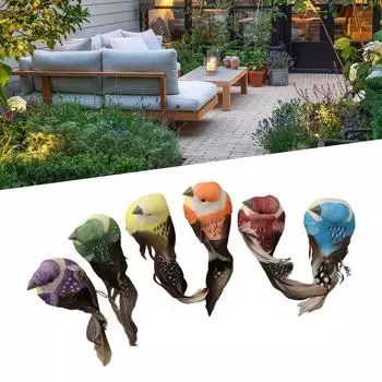 Искусственная птица, сидящая на насесте, имитация перьев в лесу, миниатюрный дисплей для сада