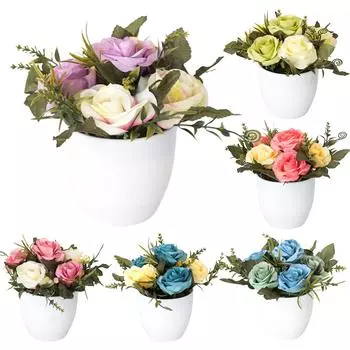 Искусственная роза Моделирование Дом Магнолия Цветочный магазин Бонсай Декор темно-синий