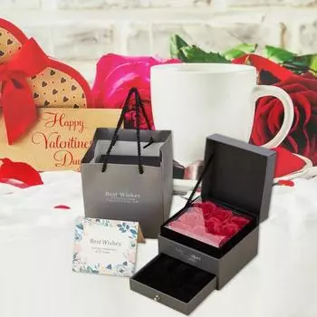 Искусственная роза Подарочная коробка Двойной ящик Ящик с 9 искусственными цветами серый