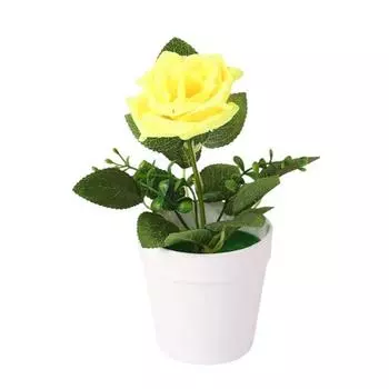 Искусственная Роза в Горшке Настольная Искусственная Роза Бонсай Многоразовая Искусственная Роза в Цветочном Горшке для Домашнего Офисного Декора Реквизит для Фотографии
