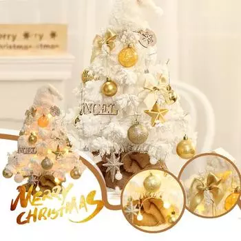 Искусственная Рождественская елка Белый Мини Рождественский Декор из Сосны со Световым Столом Рождественские Украшения 2023 Украшения Дома Новогодний Подарок белый