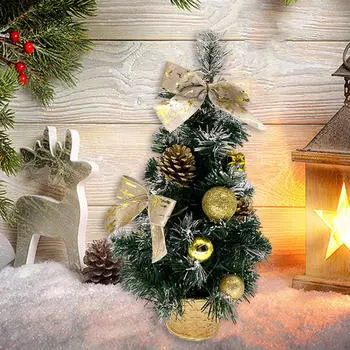 Искусственная рождественская елка для настольного камина на кухне, в комнате, на окне золотой